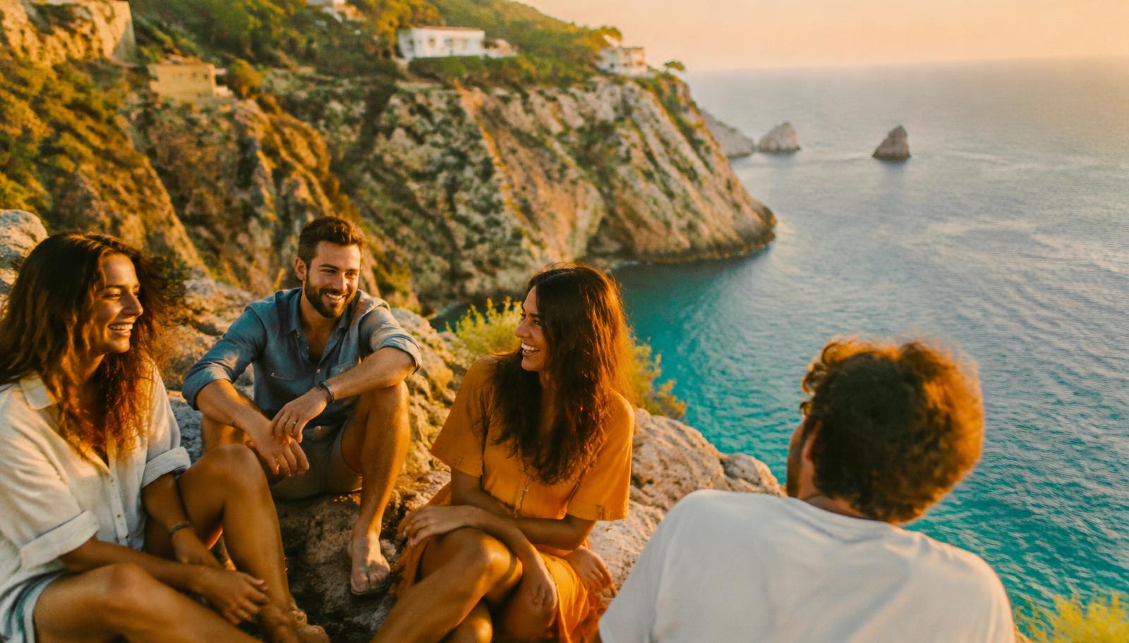 Friends on a coastal trip